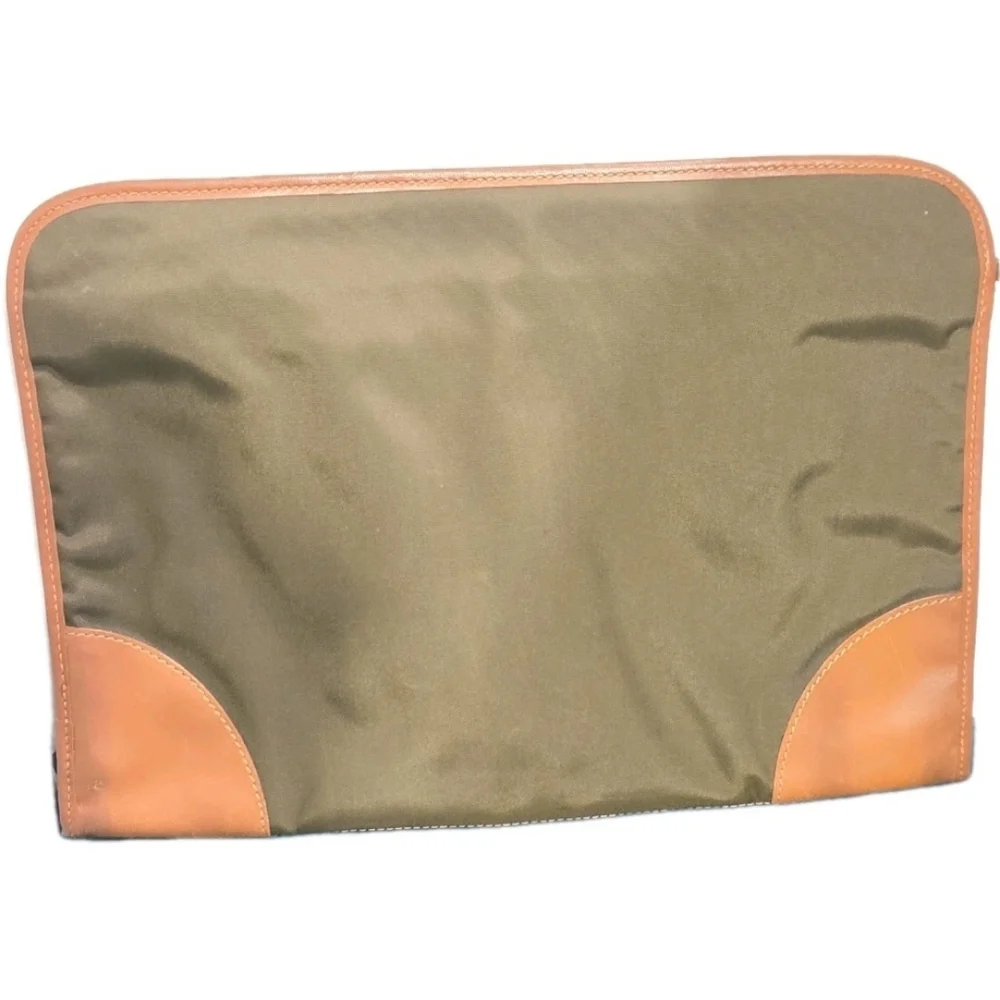 RARE Dunhill Vintage Green/Brown Canvas/Leather Portfolio Clutch (EUC)